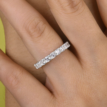 Stunning Cushion Cut Women's Wedding Band In Sterling Silver-Maxinejewelry