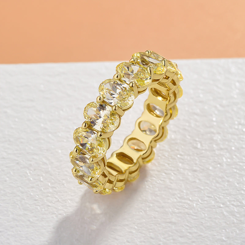 Gorgeous Yellow Gold Oval Cut Yellow Sapphire Wedding Band For Women-Maxinejewelry