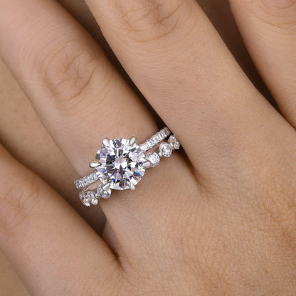 2.5 Carat Round Cut Sona Simulated Diamonds Bridal Ring Set for Her In Sterling Silver-Maxinejewelry