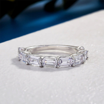 Exquisite Emerald Cut Women's Wedding Band In Sterling Silver-Maxinejewelry