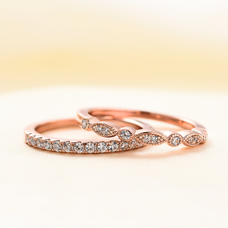 Halo Cushion Cut Champagne Stone 3PC Wedding Ring Set In Rose Gold-Maxinejewelry