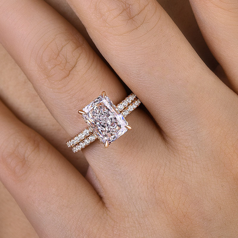 Gorgeous 3.5 Carat Radiant Cut Wedding Ring Set In Sterling Silver