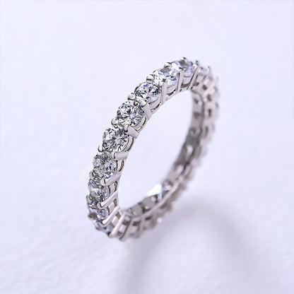 Eternity Round Cut Simulated Diamond Women's Wedding Band In Sterling Silver-Maxinejewelry