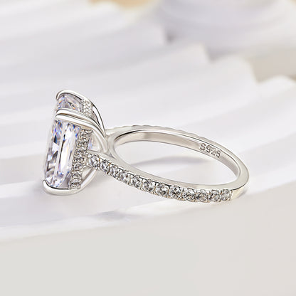 Elegant Radiant Cut Sona Simulated Diamond Engagement Ring In Sterling Silver-Maxinejewelry