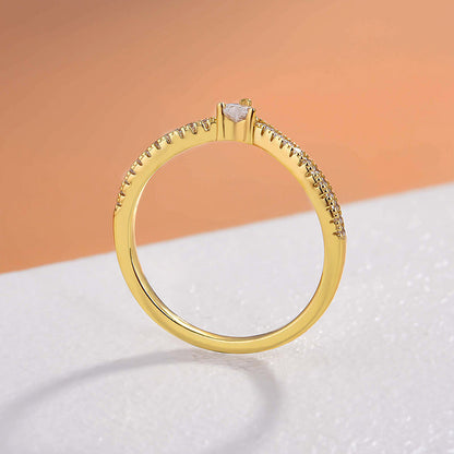 Unique Yellow Gold Heart Cut Wedding Band In Sterling Silver