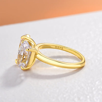 Yellow Gold Double Stones Design Pear &amp; Oval Cut Engagement Ring