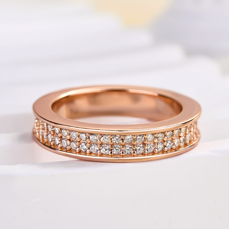 Elegant Rose Gold Women's Wedding Band In Sterling Silver