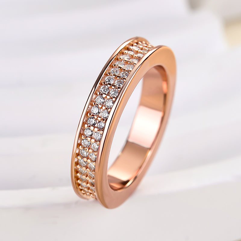 Elegant Rose Gold Women's Wedding Band In Sterling Silver