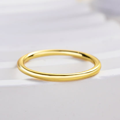 Yellow Gold Simple Wedding Band For Women In Sterling Silver-Maxinejewelry