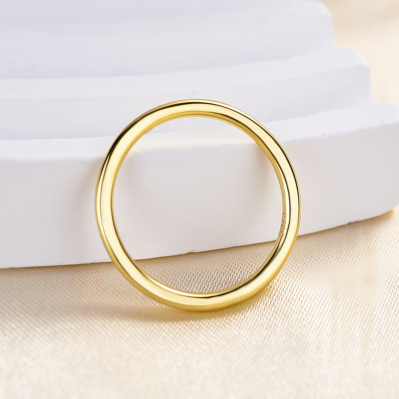 Yellow Gold Simple Wedding Band For Women In Sterling Silver-Maxinejewelry