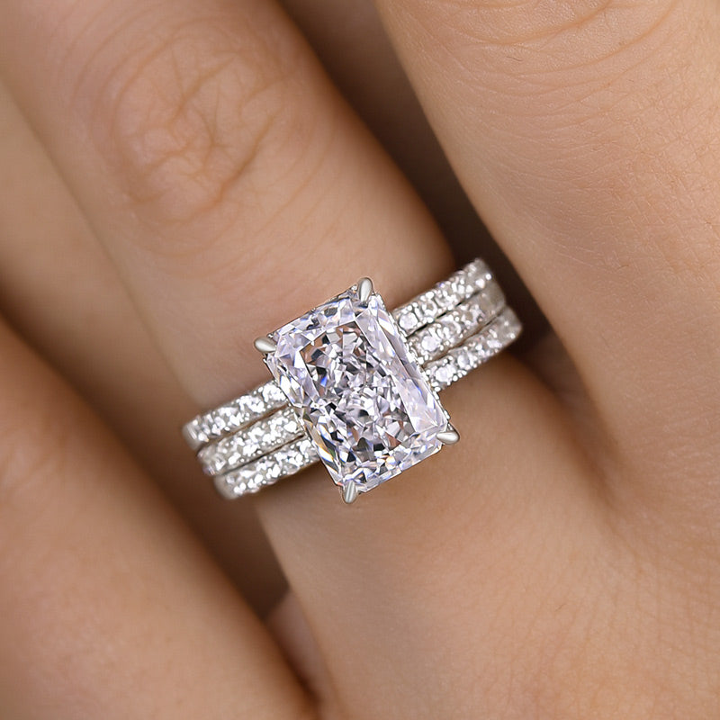 Timeless Radiant Cut Simulated Diamond 3-Pieces Wedding Ring Set