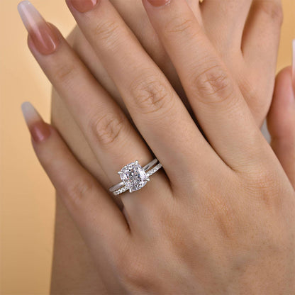 Classic 3.0 Carat Cushion Cut Bridal Set In Sterling Silver