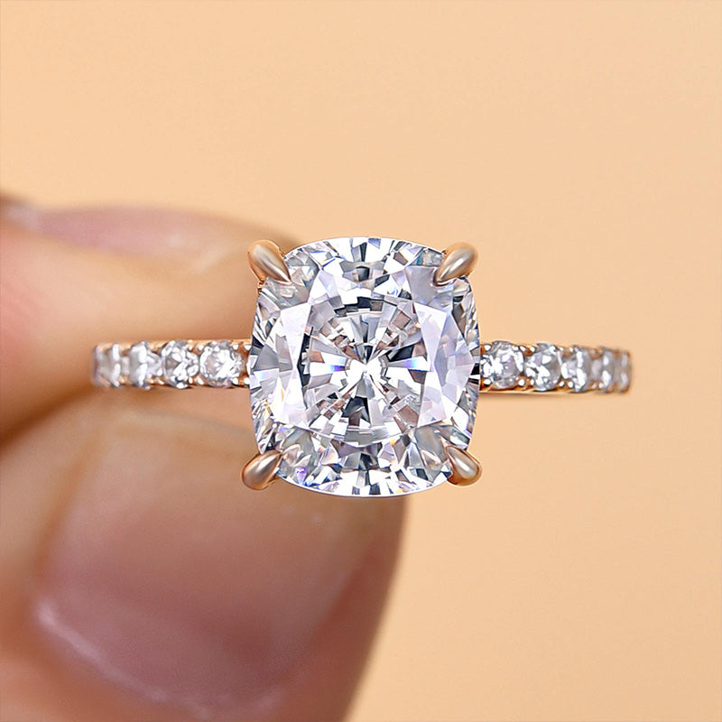 3.0 Carat Cushion Cut White Sapphire Women's Engagement Ring In Sterling Silver