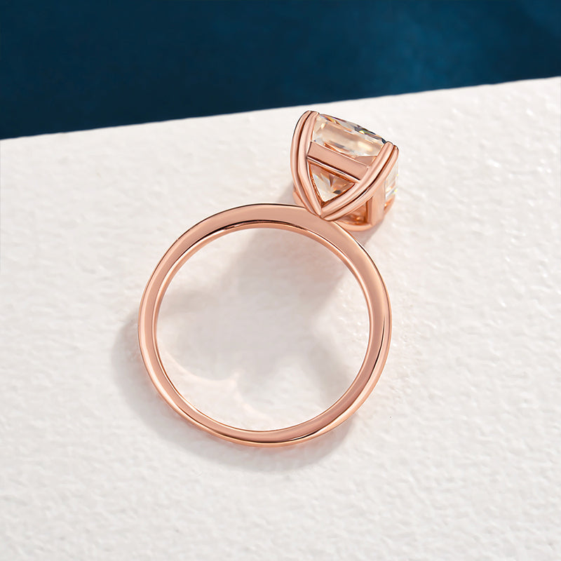 Rose Gold Light Champagne Radiant Cut Simulated Diamond Engagement Ring-Maxinejewelry