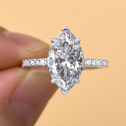 Exclusive Marquise Cut Engagement Ring In Sterling Silver