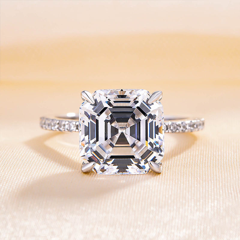 Elegant Asscher Cut Women's Engagement Ring In Sterling Silver-Maxinejewelry