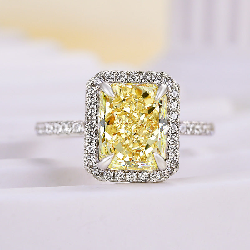 Halo Radiant Cut Yellow Sapphire Engagement Ring