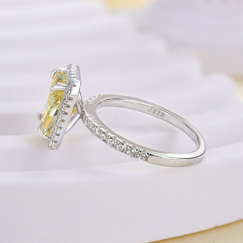 Halo Radiant Cut Yellow Sapphire Engagement Ring