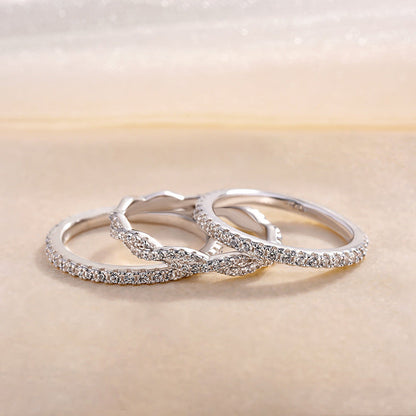 Classic Round Cut 3PC Wedding Band Set In Sterling Silver-Maxinejewelry