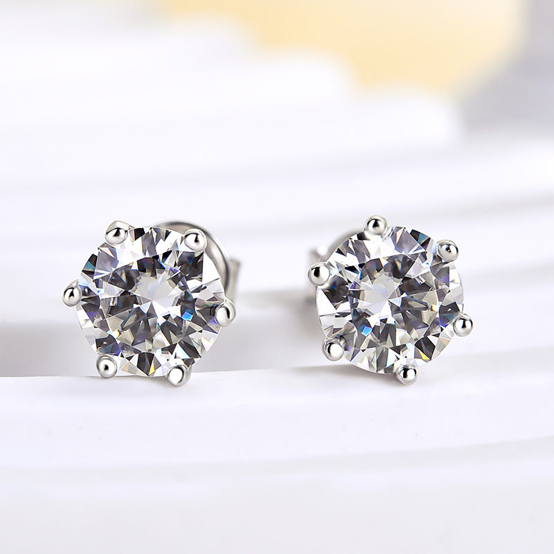 Moissanite Classic 2.0 Carat Round Cut Stud Earrings