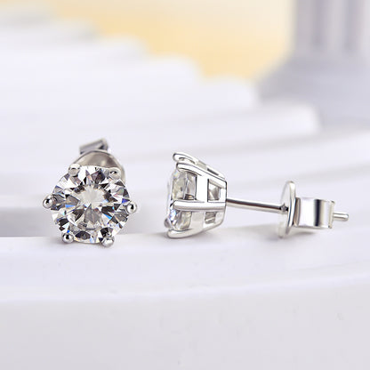 Moissanite Classic 2.0 Carat Round Cut Stud Earrings