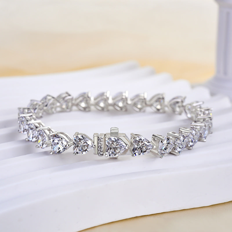 Stunning Heart Cut Bracelet for Women In Sterling Silver