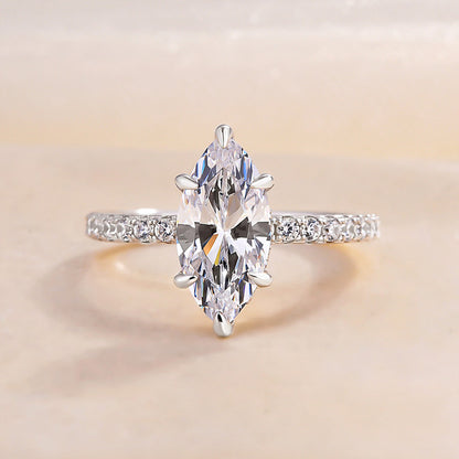 1.5 Carat Marquise Cut Women's Engagement Ring In Sterling Silver-Maxinejewelry