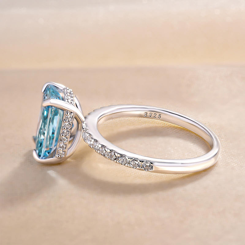 Exclusive Radiant Cut Light Aquamarine Blue Engagement Ring-Maxinejewelry