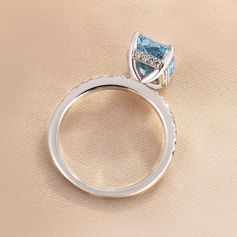 Exclusive Radiant Cut Light Aquamarine Blue Engagement Ring-Maxinejewelry