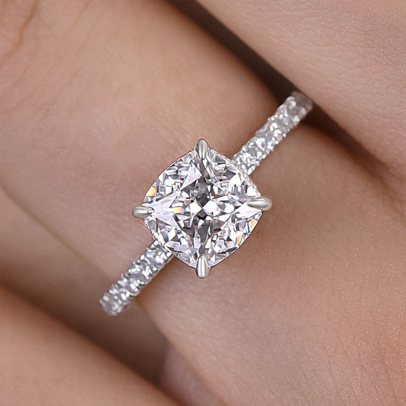 1.5 Carat Cushion Cut White Sapphire Women's Engagement Ring