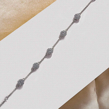 Elegant Flower Design Bracelet For Women In Sterling Silver