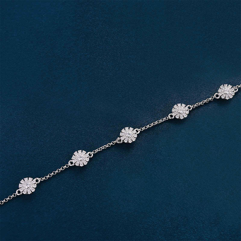 Elegant Flower Design Bracelet For Women In Sterling Silver