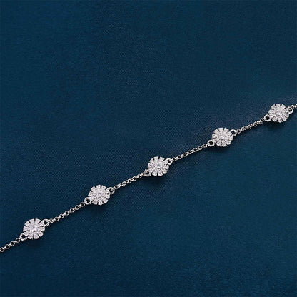 Elegant Flower Design Bracelet For Women In Sterling Silver