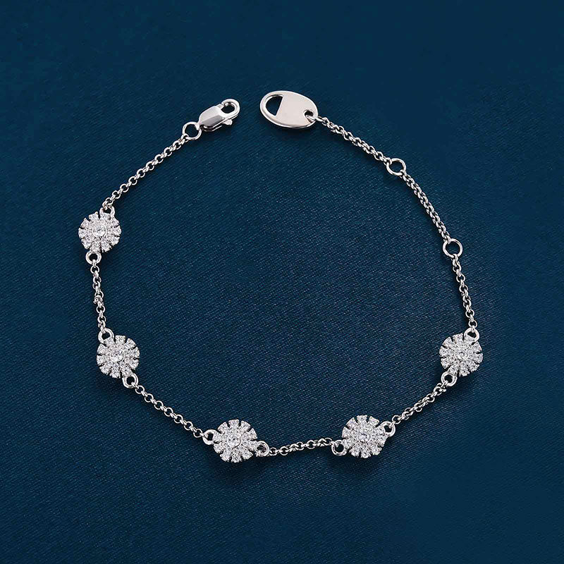 Elegant Flower Design Bracelet For Women In Sterling Silver