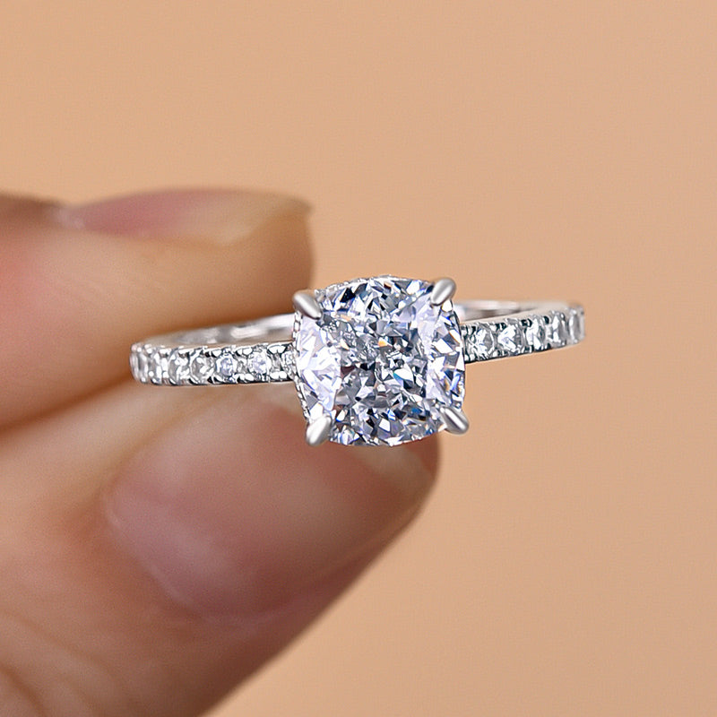 1.5 Carat Cushion Cut White Sapphire Women's Engagement Ring