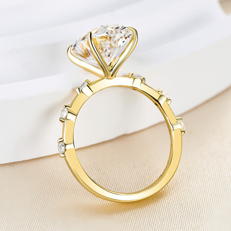 Sparkle Yellow Gold Oval Cut Engagement Ring In Sterling Silver