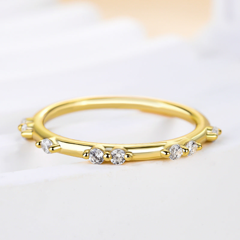 Lovely Yellow Gold Thin Wedding Band In Sterling Silver