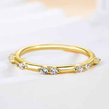 Lovely Yellow Gold Thin Wedding Band In Sterling Silver