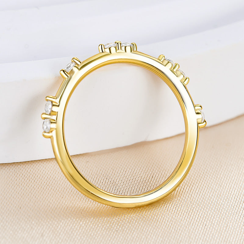 Lovely Yellow Gold Thin Wedding Band In Sterling Silver