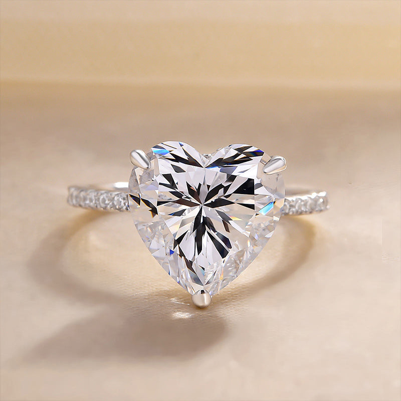 Elegant Heart Cut Engagement Ring For Women In Sterling Silver-Maxinejewelry