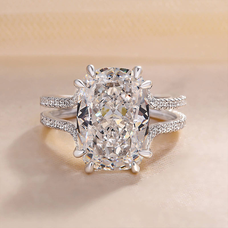 Gorgeous Split Shank Cushion Cut Engagement Ring In Sterling Silver-Maxinejewelry