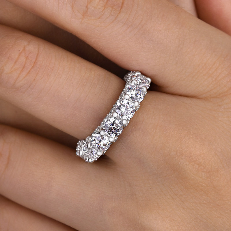 Eternity Round Cut Simulated Diamond Wedding Band for Her In White Gold