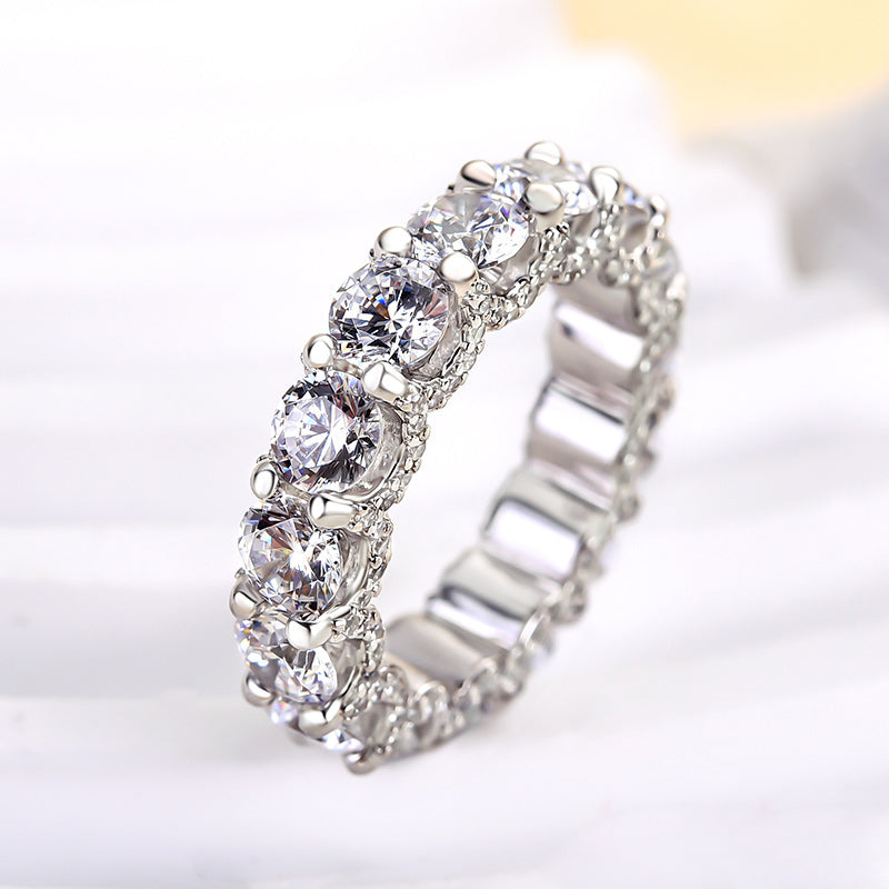 Eternity Round Cut Simulated Diamond Wedding Band for Her In White Gold