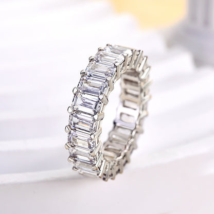 Eternity Emerald Cut Simulated Diamonds Women's Wedding Band