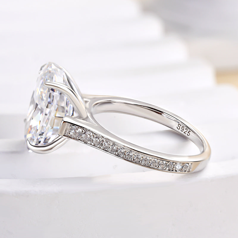 Sparkle Oval Cut Sona Simulated Diamond Engagement Ring In Sterling Silver