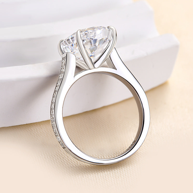 Sparkle Oval Cut Sona Simulated Diamond Engagement Ring In Sterling Silver