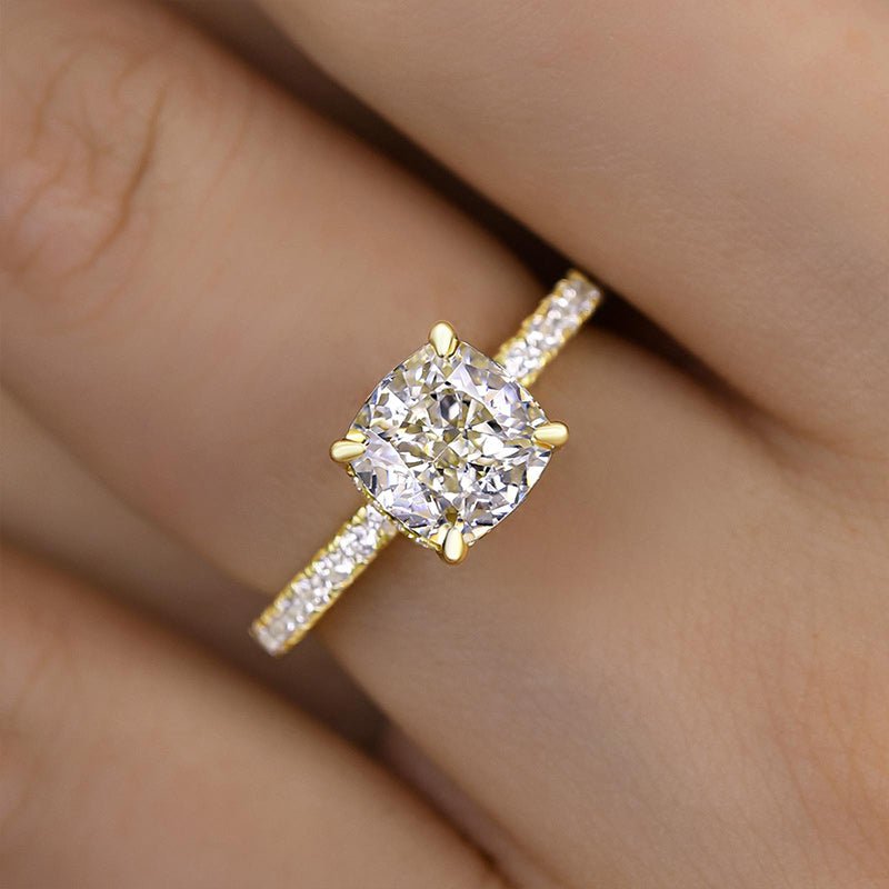 1.5 Carat Cushion Cut White Sapphire Women's Engagement Ring