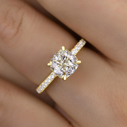 1.5 Carat Cushion Cut White Sapphire Women's Engagement Ring