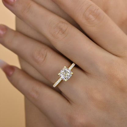 1.5 Carat Cushion Cut White Sapphire Women's Engagement Ring