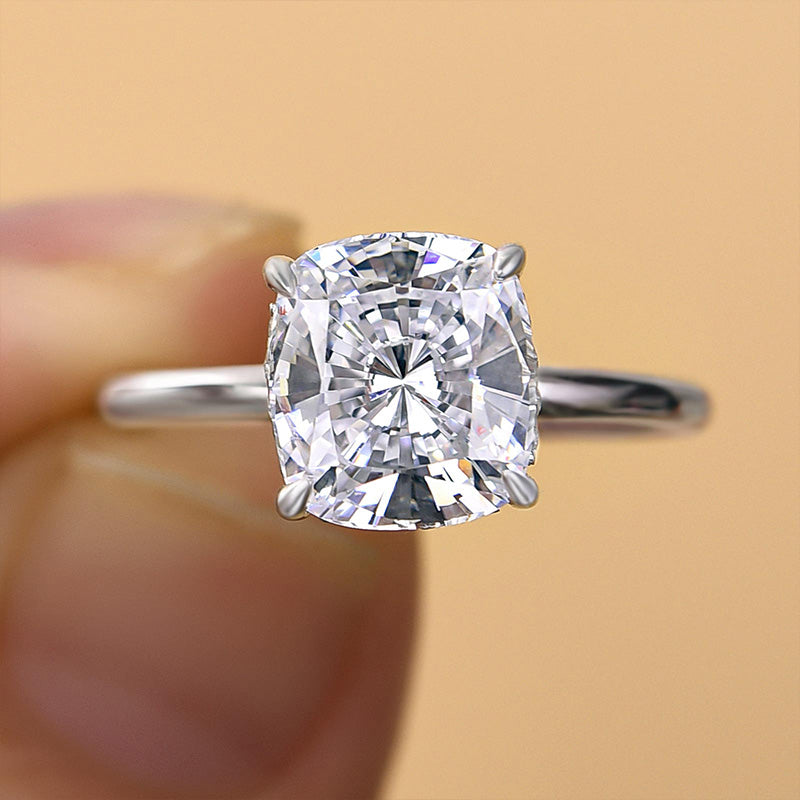 Elegant 3.0 Carat Cushion Cut Engagement Ring for Women In Sterling Silver